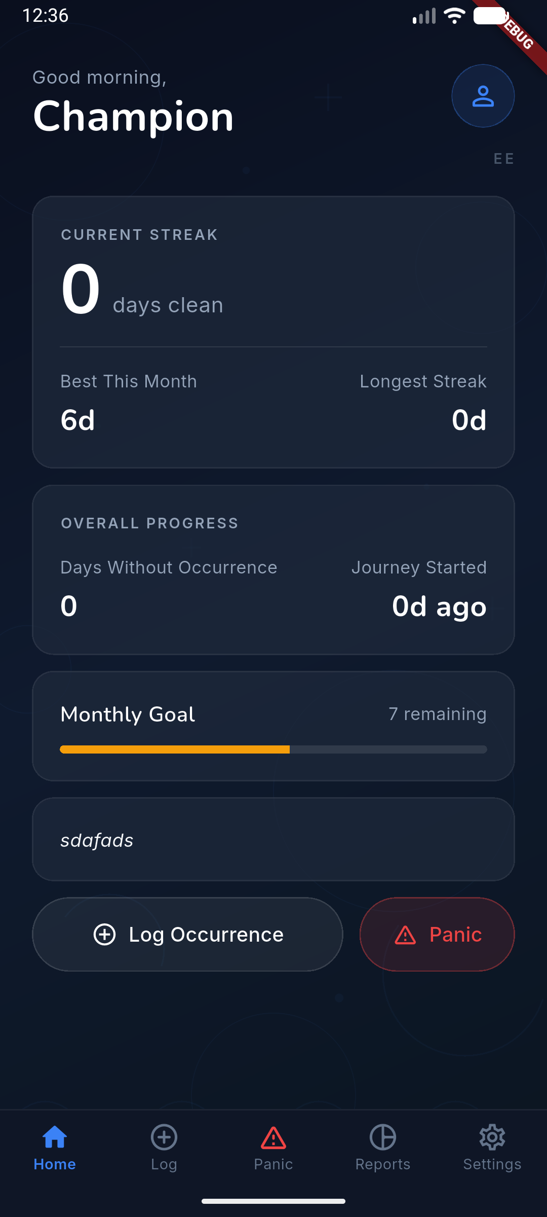 Unhook app home screen showing streak counter